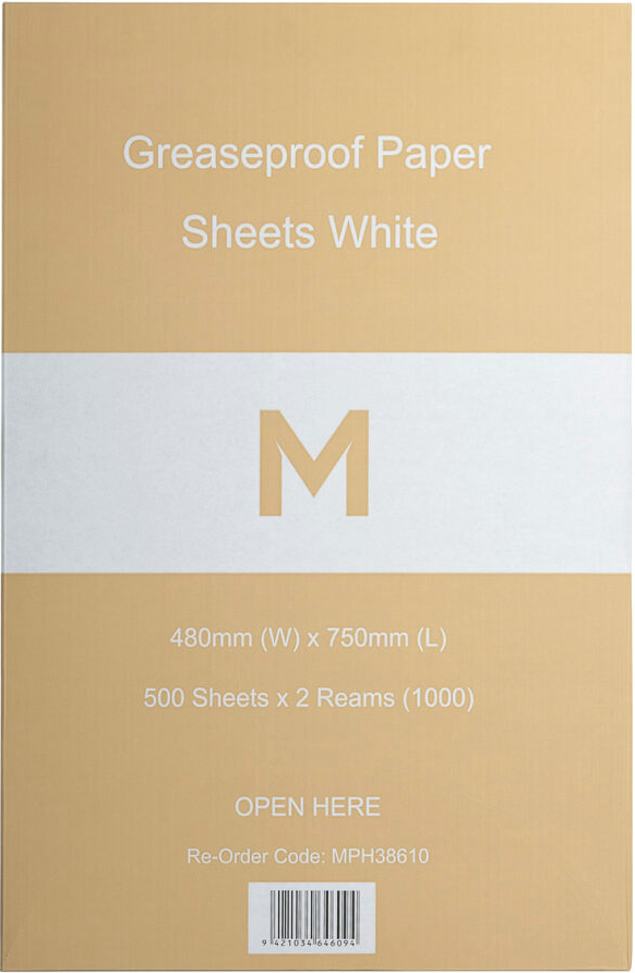 Greaseproof Paper Sheets Small - White, 380mm x 480mm, 40gsm Carton 1000  - Matthews